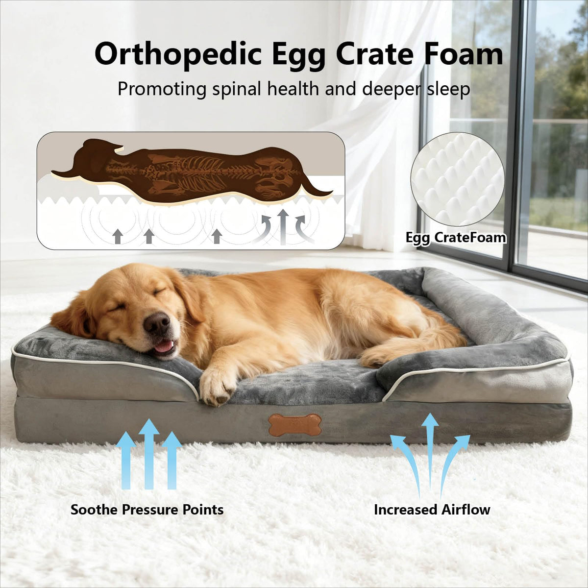 Orthopedic 3 Sided Dog Bed (X-Large)