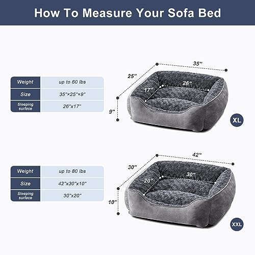 Rectangle Dog Bed for Large Medium Small Dogs (Dark Grey / XL(35"x 25"x 10"))