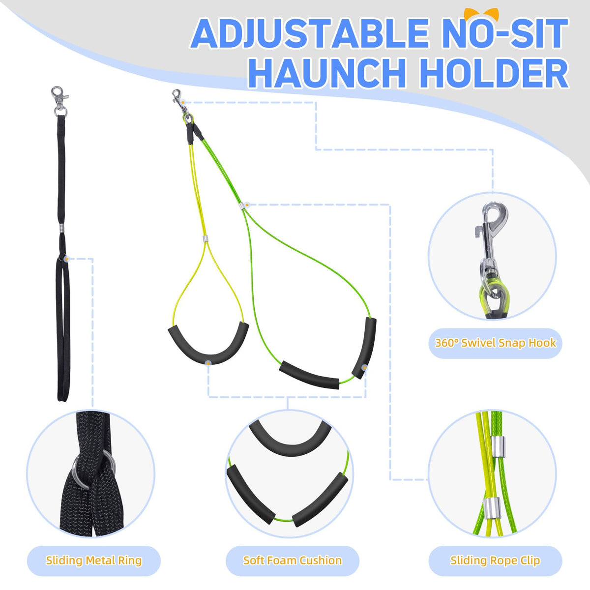 Foldable Dog Grooming Arm for Table with Hammock Pet Grooming Scissors set (M Hammock & Scissors / Blue)