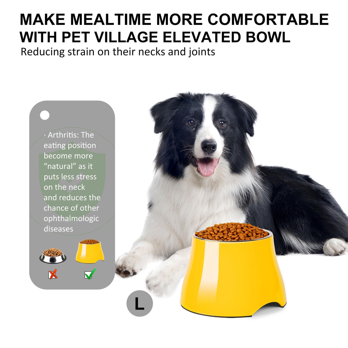 Dog Bowls Cone Friendly Non (Large(3 Cups) / Yellow)