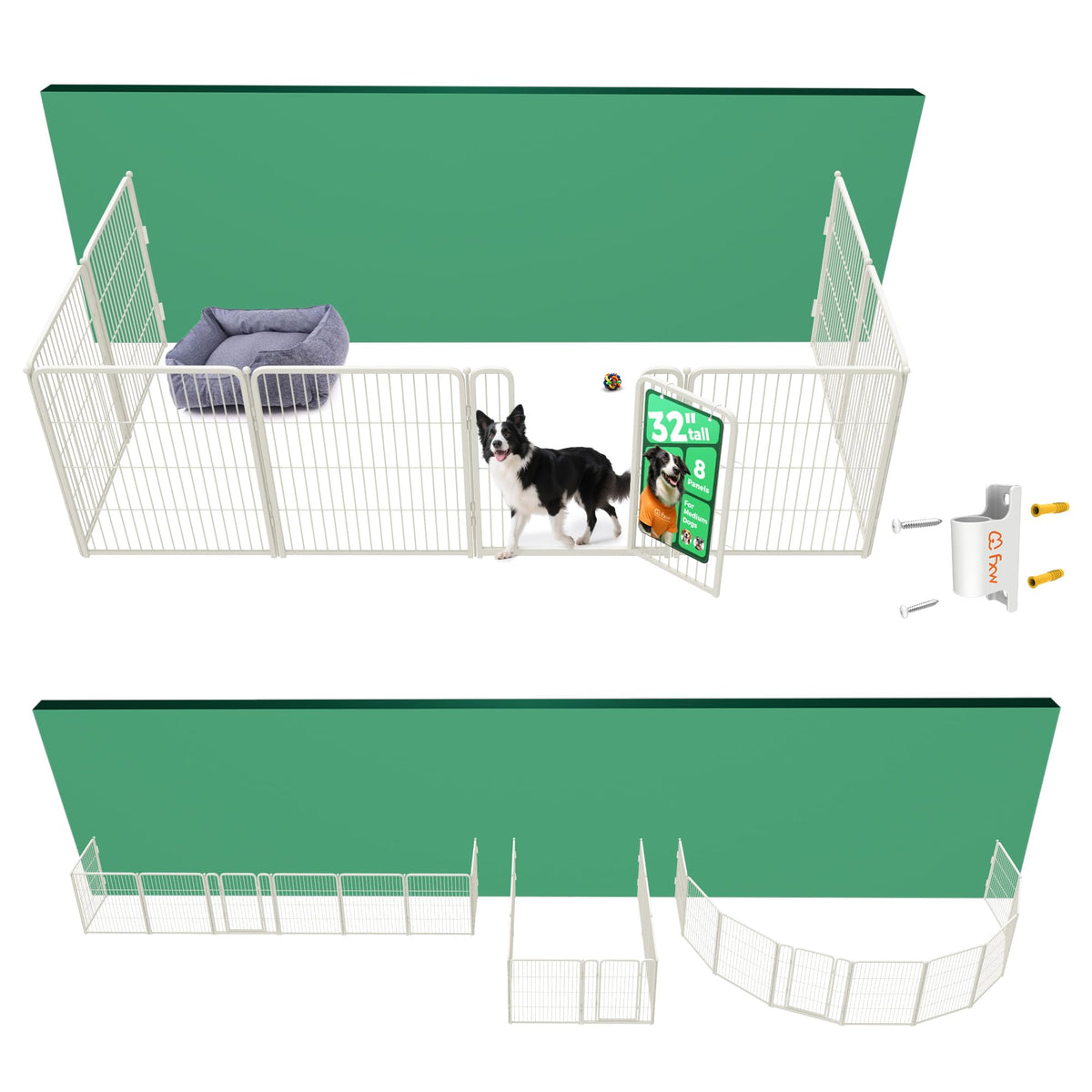 Homeplus Indoor Dog Playpen with Fence (White / 32"H)