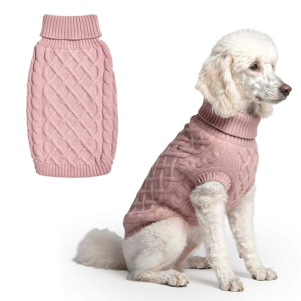 Knit Dog Sweater (Pink Cableknit / XX-Large)