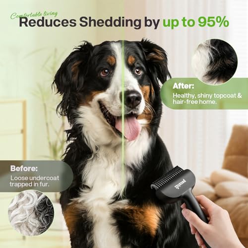 Self Cleaning Undercoat Rake for Dogs Cats with Thick Double Coats