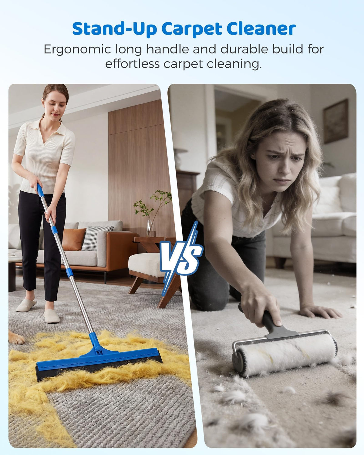 Carpet Rake for Pet Hair Removal (Silver)