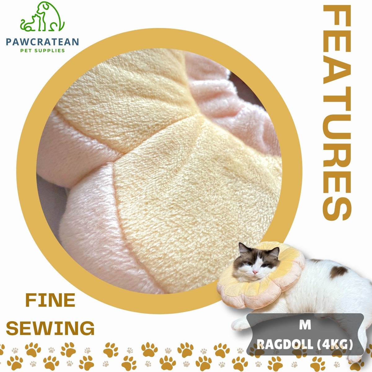 Adjustable Comfy Flower Style Elizabeth Collar for Cats Puppies Soft Recovery Cone Pet Protective Neck Collar (Yellow / Medium)