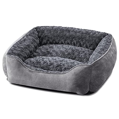 Rectangle Dog Bed for Large Medium Small Dogs Machine Washable Sleeping Dog Sofa Bed Non (Dark Grey / M(25"x 21"x 8"))