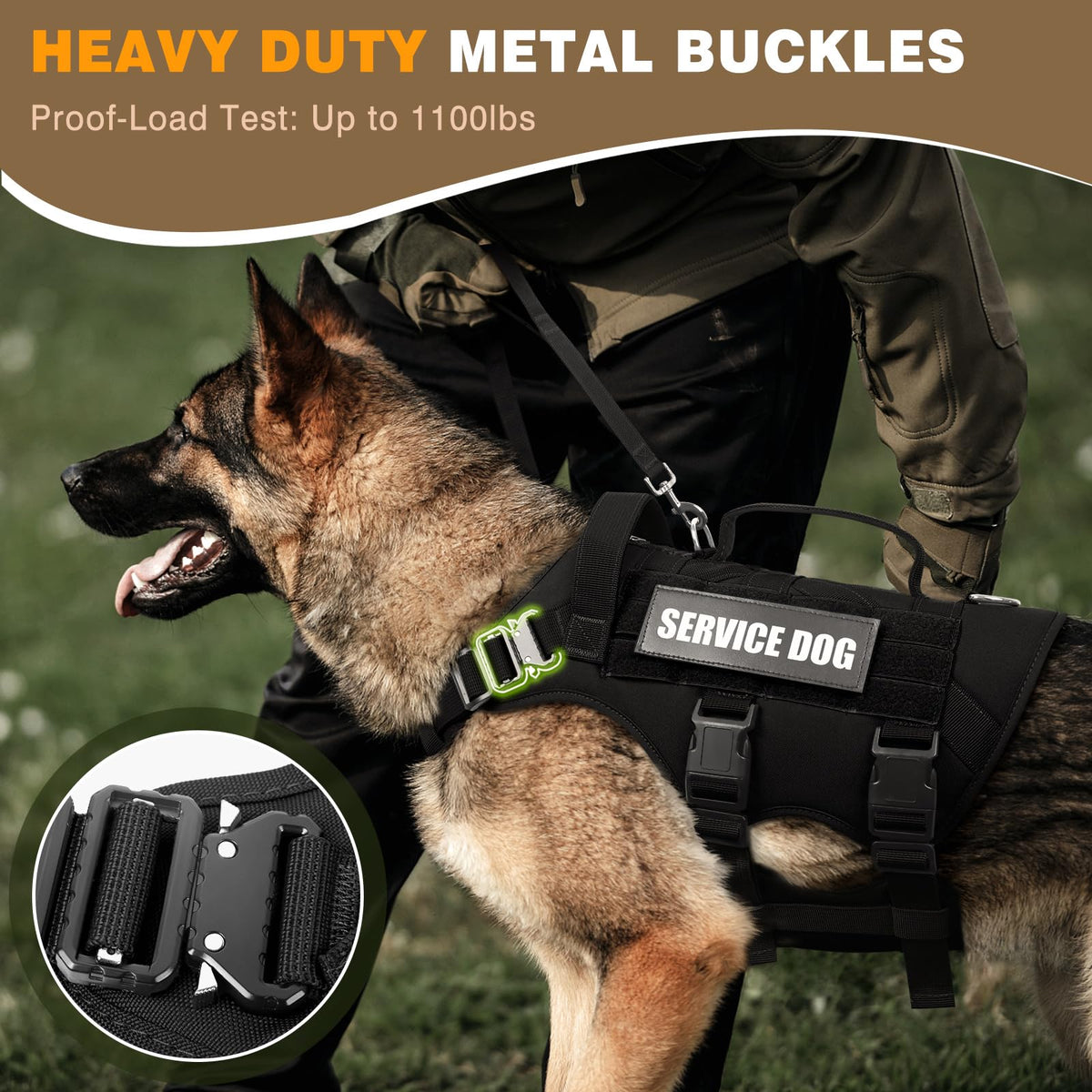 Service Dog Vest Harness for Large Dog (Large / Black)