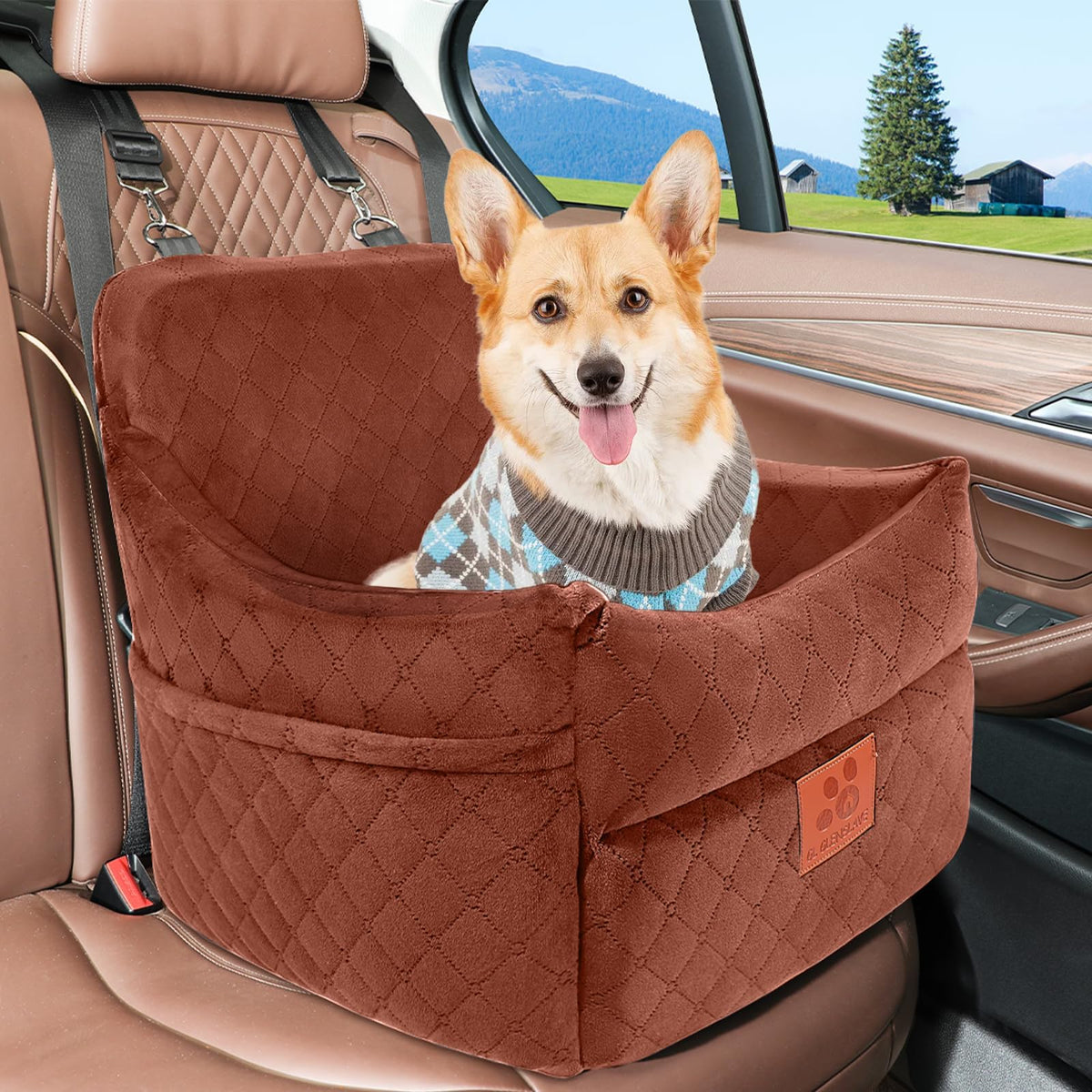 Dog Car Seat for Small (Brown)
