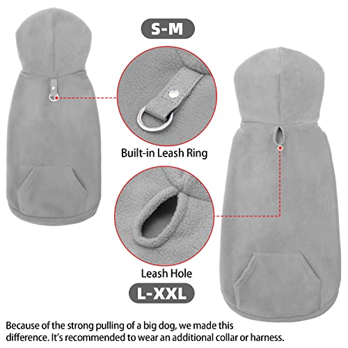 Fleece Dog Hoodie with Pouch (Medium / Grey)