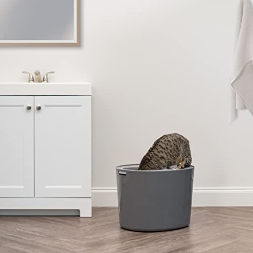 Top Entry Cat Litter Box (Top Entry / White/Gray)