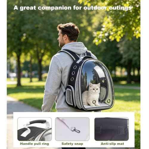 Expandable Pet Backpack 14"×15"×16.5" Cats Dogs Carrier Bag (Front Expandable-Black / 14.0"L x 15.0"W x 16.5"H)
