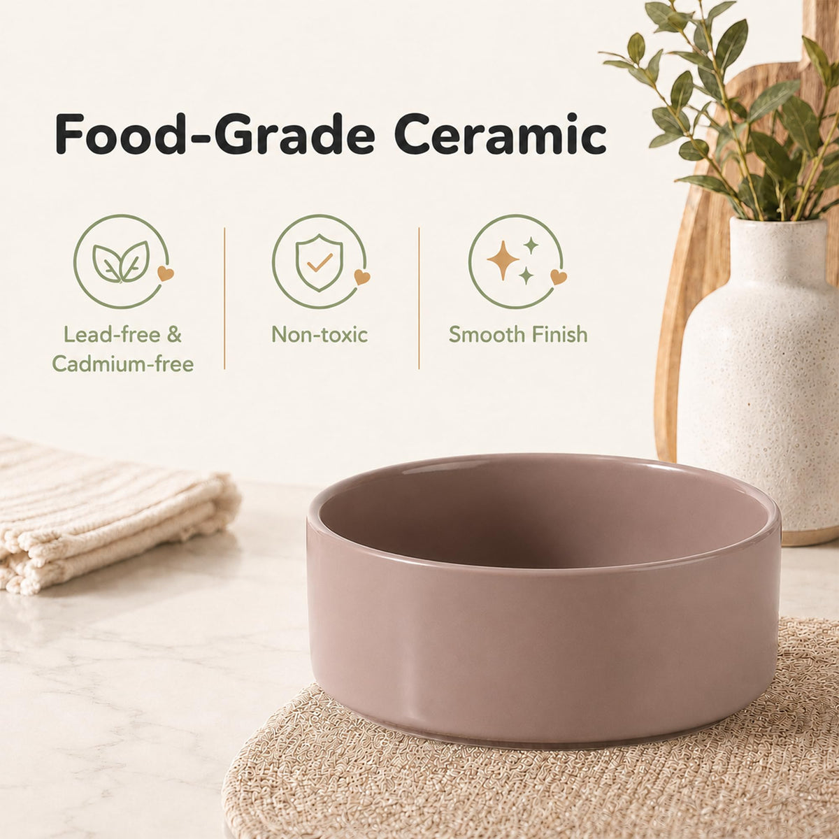 Ceramic Dog Bowls (Brown Coffee)