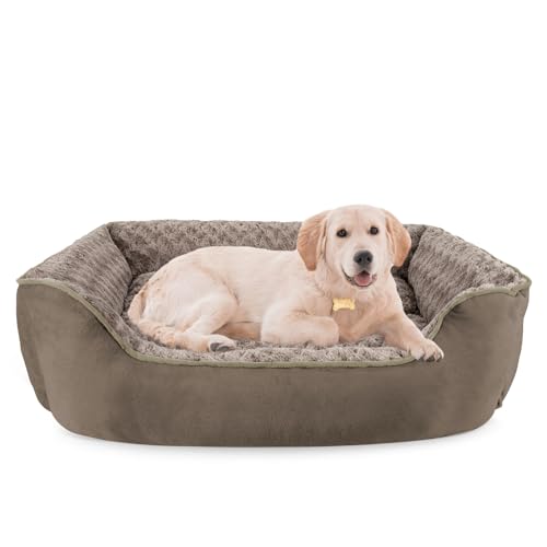 Rectangle Dog Bed for Large Medium Small Dogs (Dark Brown / L(30"x 24"x 9"))