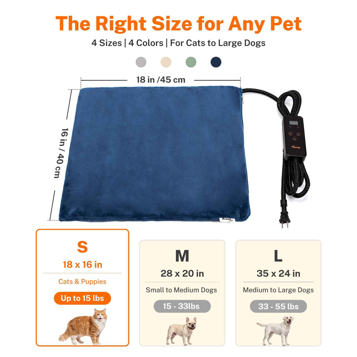 Cat Heating Pad (New Blue / S: 18.0"x 16.0")