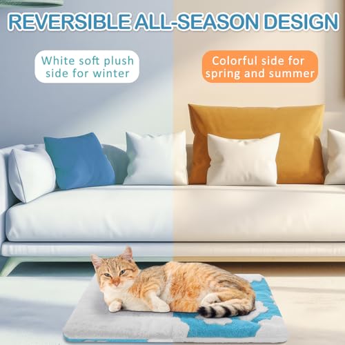 2 Pack Self Warming Cat Mat (Blue, White / 21" X 14")