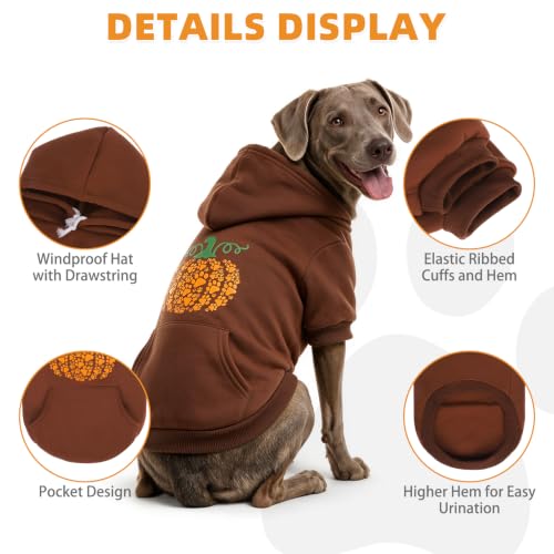 Thanksgiving Dog Hoodie for Medium Large Dogs (Khaki / X-Large)