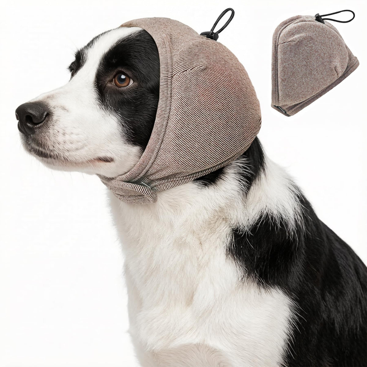 Upgraded Dog Ear Muffs No Shake Ear Wrap for Hematoma with SoundProof Pads (Khaki / Large(Head Circle:18"-24"))