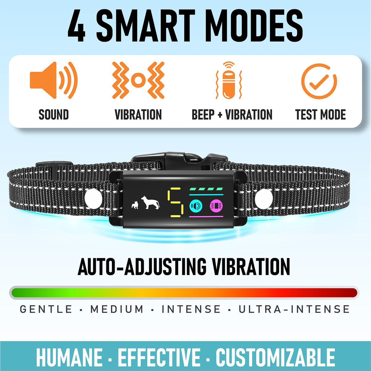 No Shock Bark Collar for Small Dogs 8 (Black/Grey / Adjustable)