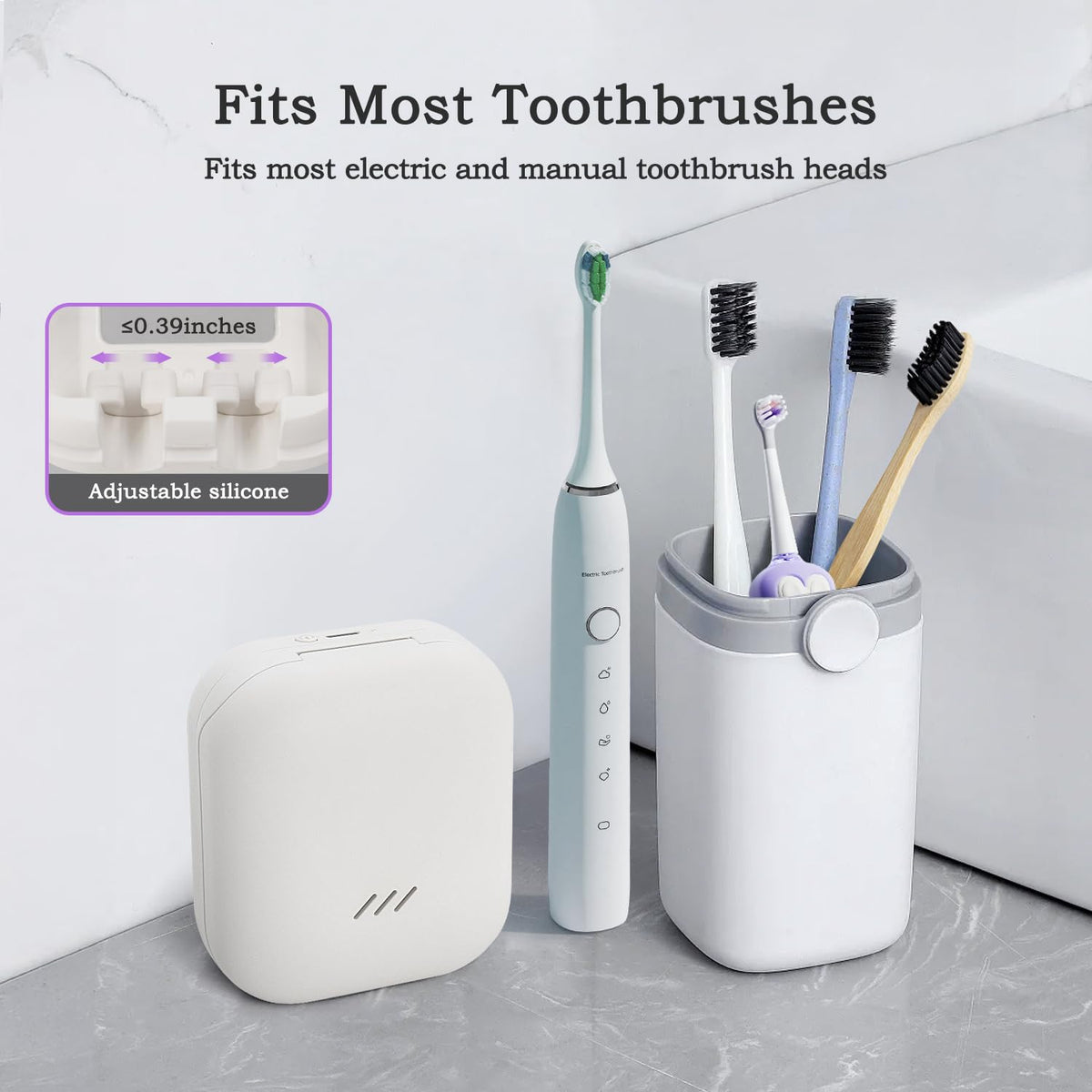 UV Toothbrush Sanitizer Holder (White-for Two)