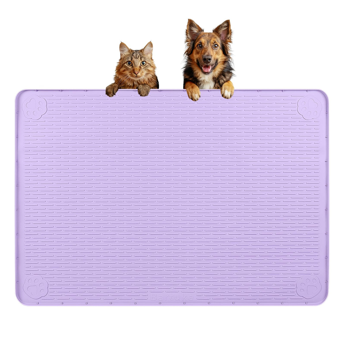 Dog Food Mat 34''x22'' Extra Large Dog Mat for Food and Water (34"L x 22"W / Purple)