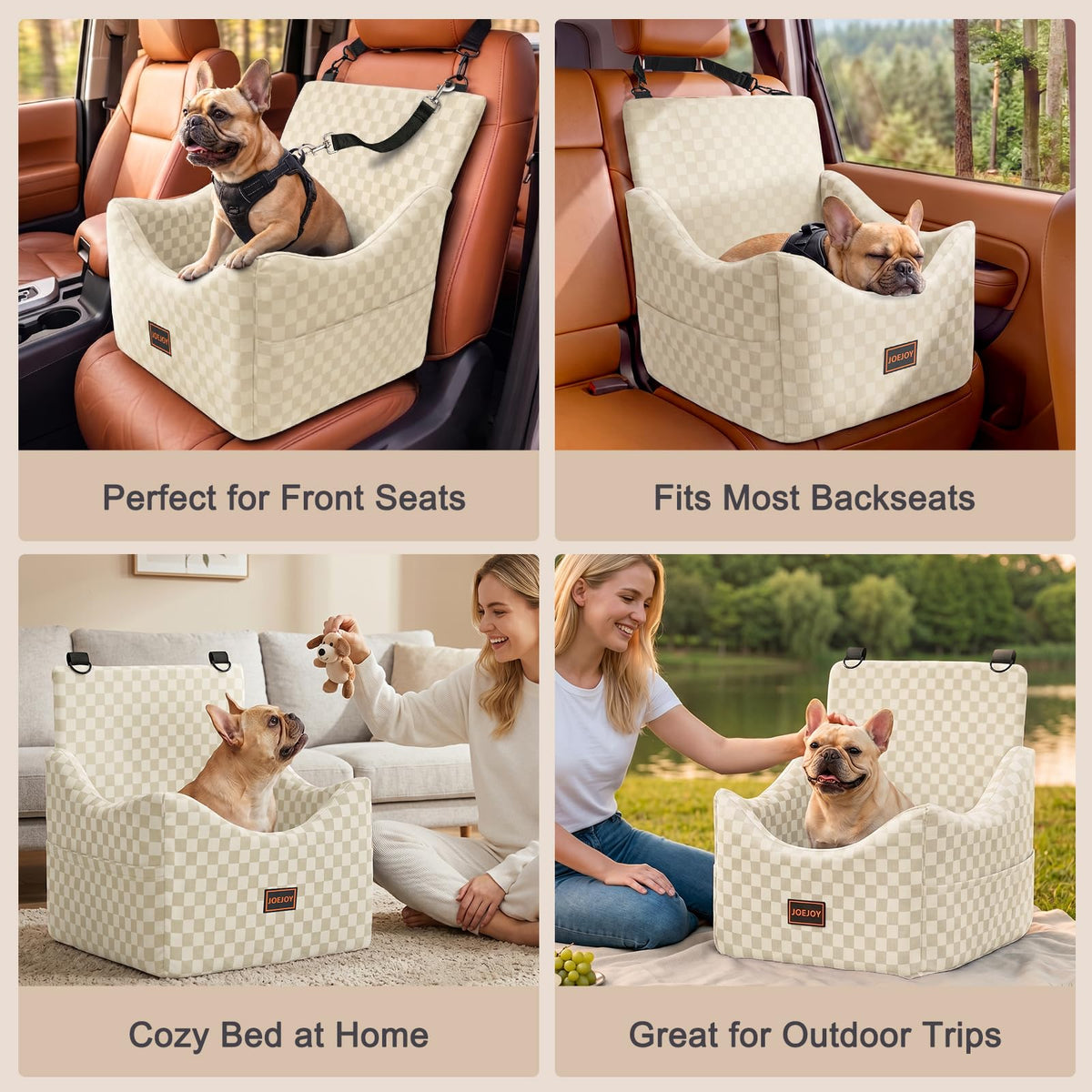 Elevated Dog Car Seat for Small (Medium / Beige)