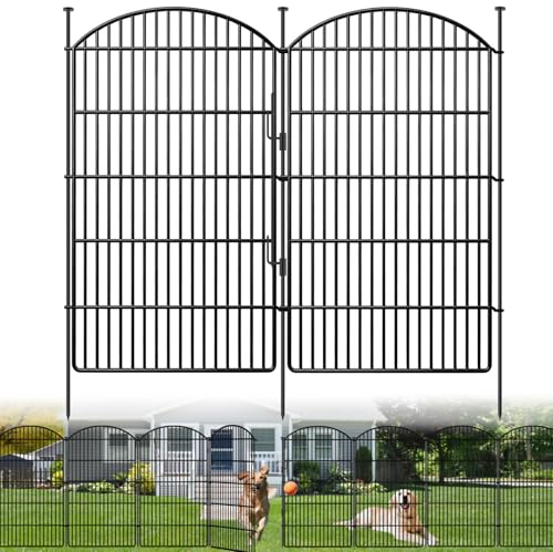 10 Panels Decorative Garden Fence with Lock (48in(H) X 24ft(L))