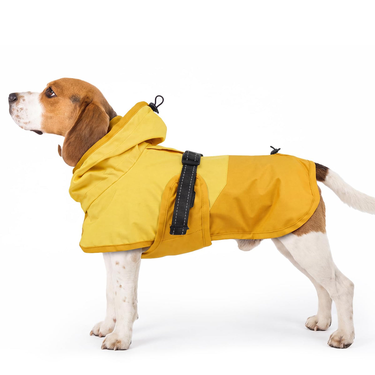 Dog Raincoat Waterproof Rain Jacket with Hood (L(Back Length16.9") / Yellow)
