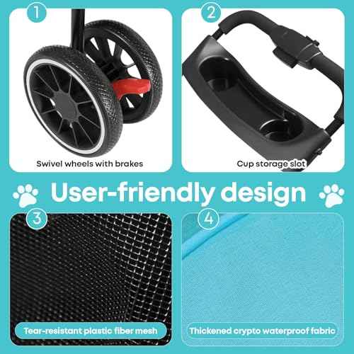 Pet Stroller Dog Stroller for Small Medium Dogs Cats (Mint Green)