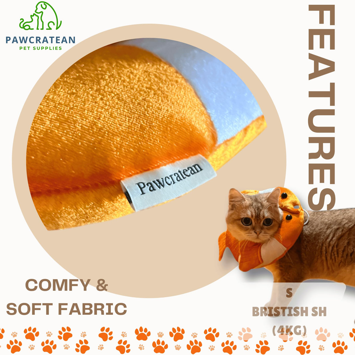 Adjustable Comfy Flower Style Elizabeth Collar for Cats Puppies Soft Recovery Cone Pet Protective Neck Collar (Orange Fish (Open Ring) / Medium)