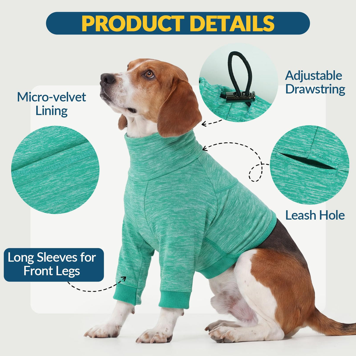 Dog Shirts to Prevent Licking and Scratching Front Legs Elbow Skin Keep Dry (M / Green)