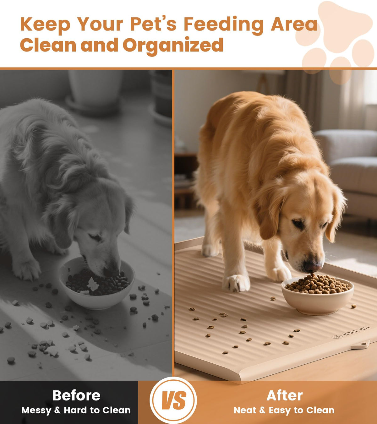 Dog Food Mat 36"x24" (Khaki)