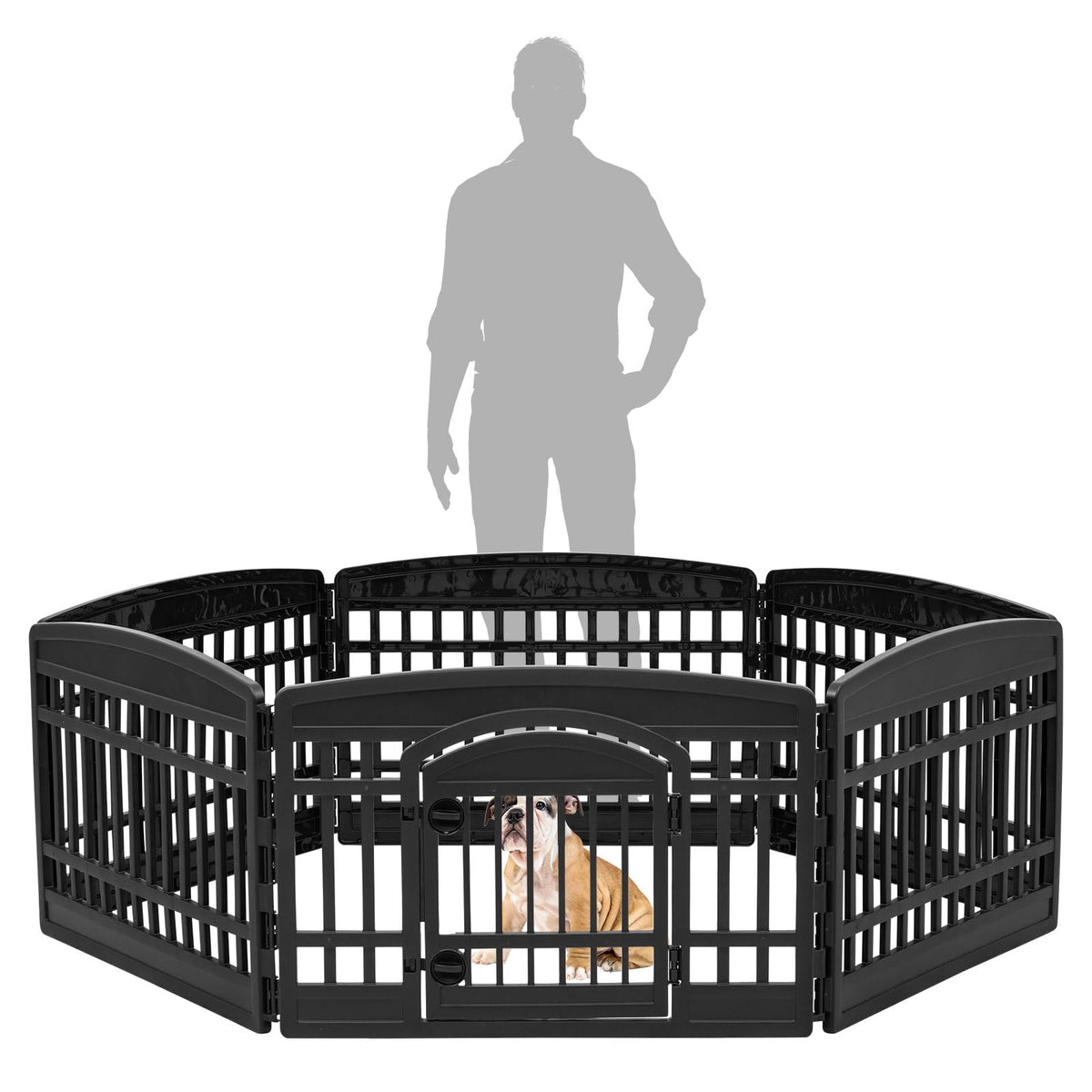 8 Panel Dog Playpen with Door (8 Panel - 24" H / Black)