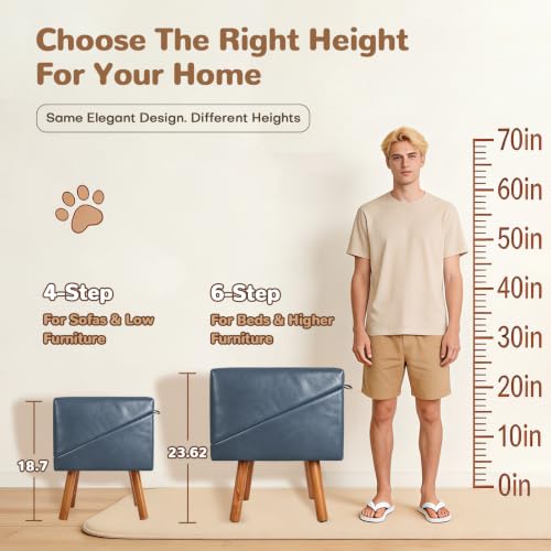 Pet Stairs for beds Foldable Dog Steps for high beds (Slate Blue / XXL(21.06”H))
