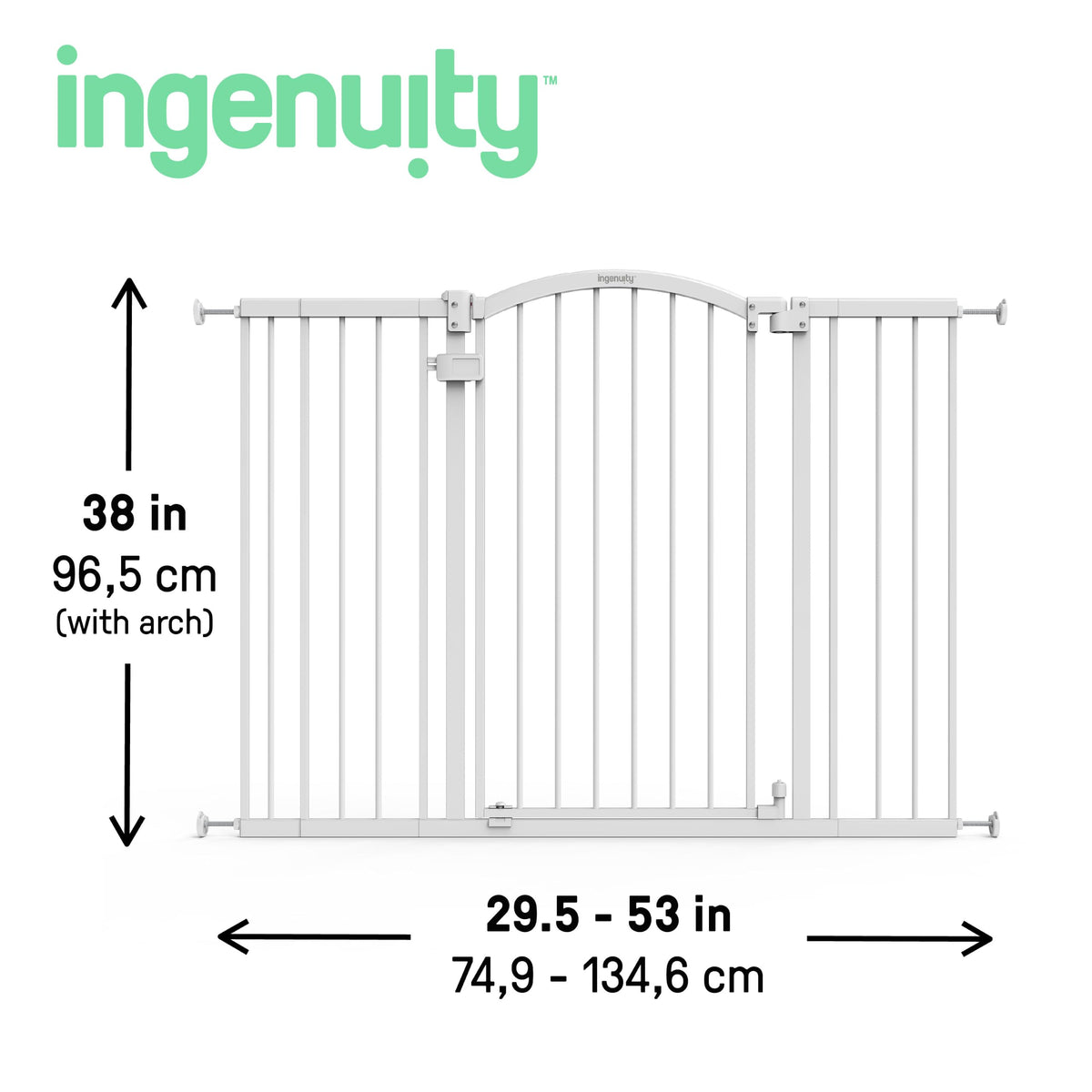 Extra Tall & Wide Safety Pet and Baby Gate (White / 29.5"-53" W x 38" H)