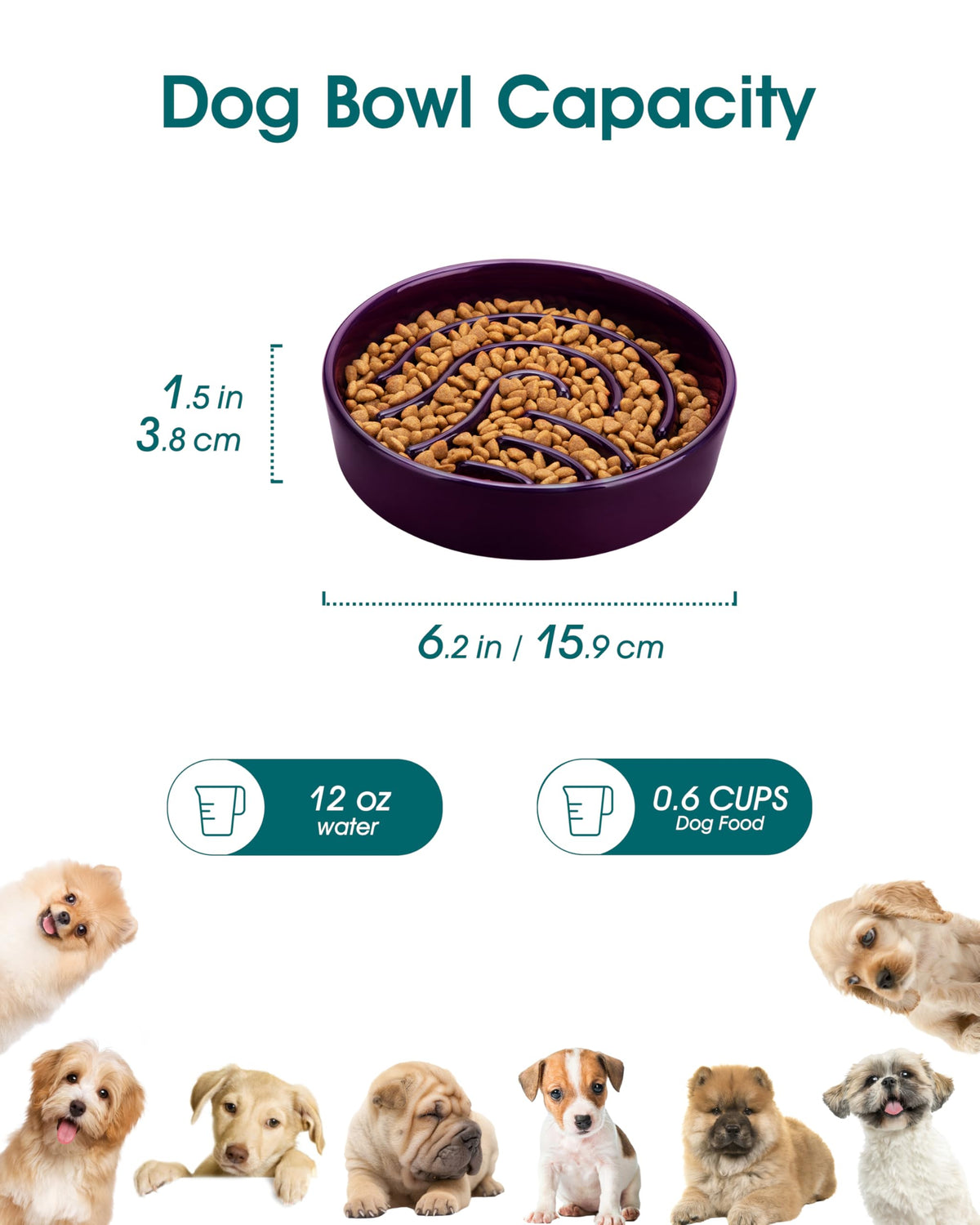 Slow Feeder Dog Bowl (Dark Purple / 0.6 Cups)