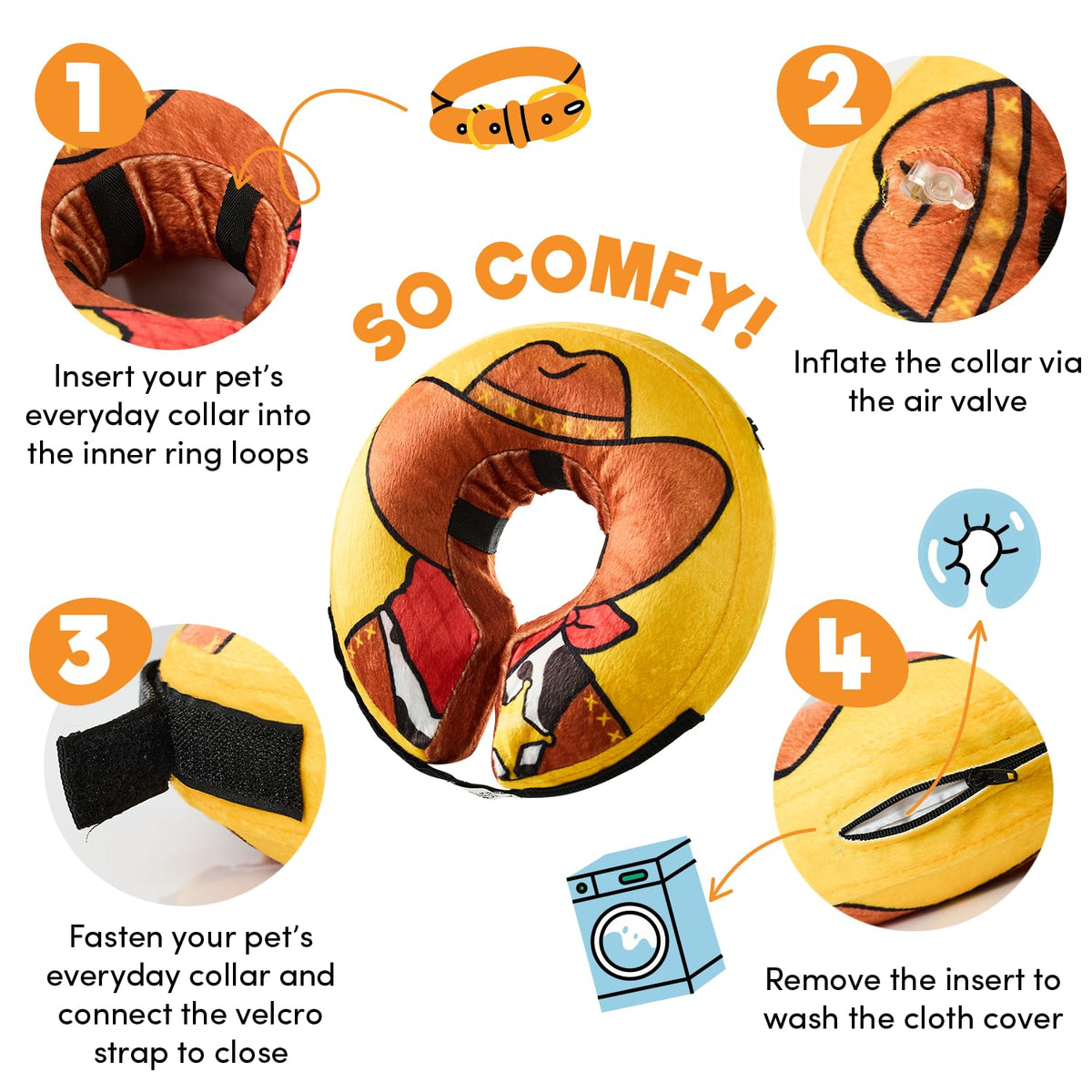 Inflatable Dog Cone Collar Alternative (Cowboy / X-Large [Neck:18"-21"])