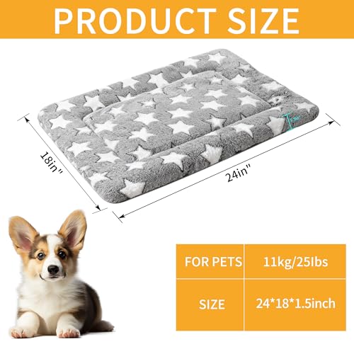 Dog Bed Mat 4Pcs Reversible Crate Pads for Small Dogs & Cats Sleeping (S(24"*18"*1.5") / Grey-4pcs)