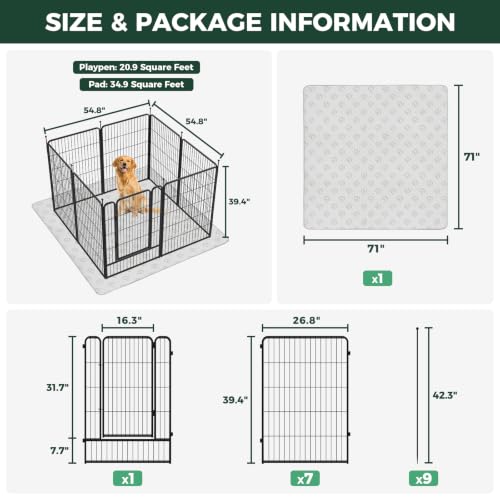 Rollick Dog Playpen with Washable Pee Pad (Black / 40"H)