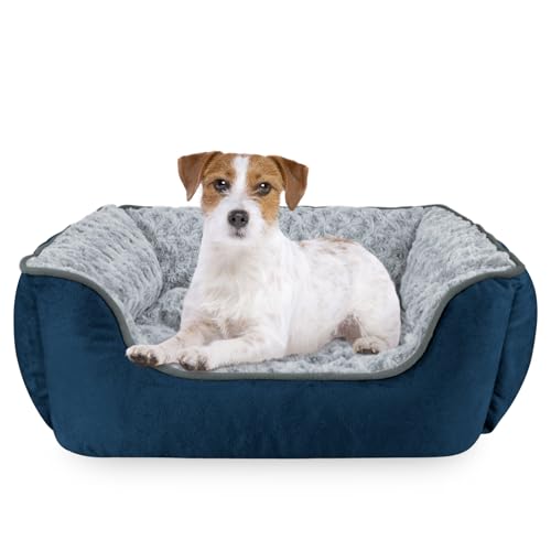 Rectangle Dog Bed for Large Medium Small Dogs Machine Washable Sleeping Dog Sofa Bed Non (Navy Blue / M(25"x 21"x 8"))