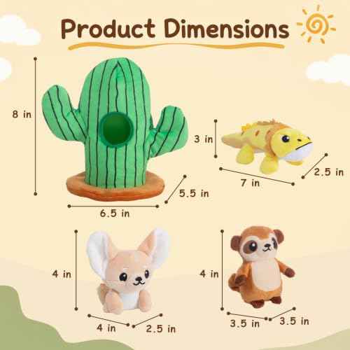 Squeaky Hide and Seek Dog Toys for Small and Medium Dogs (Cactus)