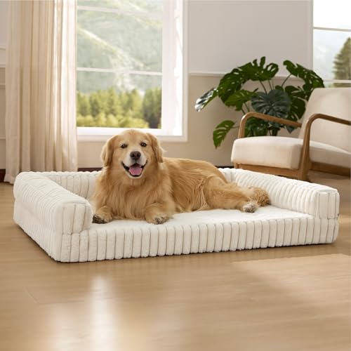 ComfyFleece® Memory Foam Orthopedic XL Plus Dog Bed 48" (Cream / 48.0"l X 35.0"w X 8"th)
