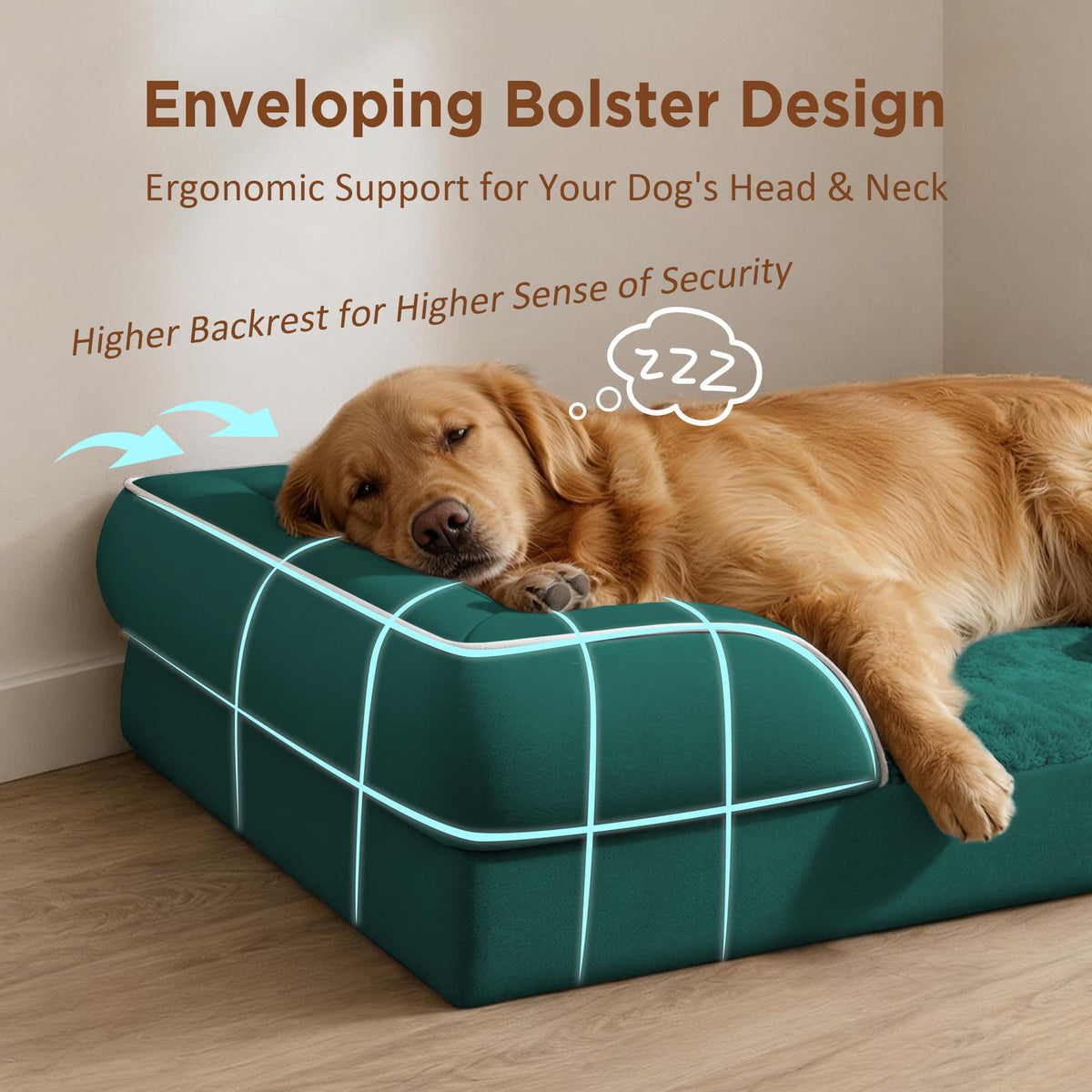Waterproof Orthopedic Dog Beds for Extra Large Dog (45.0"L x 35.0"W x 8.5"Th / Emerald)