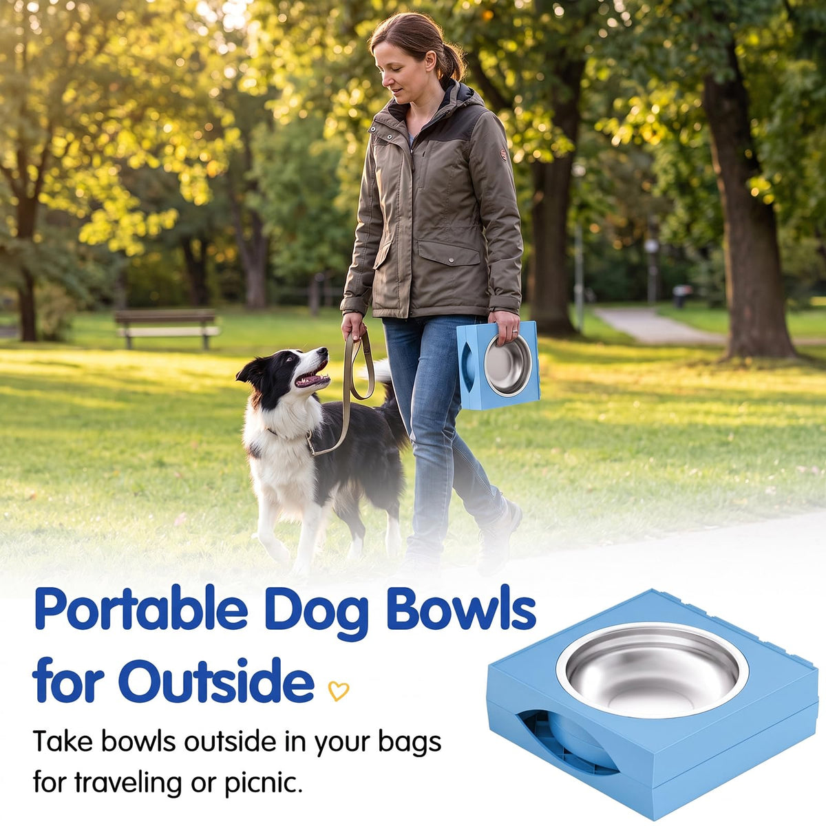 Elevated Dog Bowls Large Breed Raised Dogs Bowl Stand Large (E-Blue)