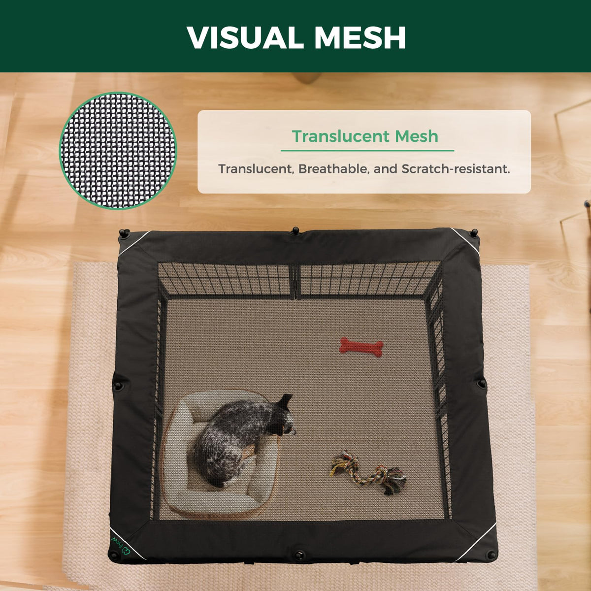 Homeplus Indoor Dog Playpen with Mesh Top Cover (Black / 32"H)