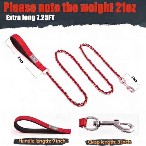 Chain Dog Leash (red / 7.25FT(80-200lb))
