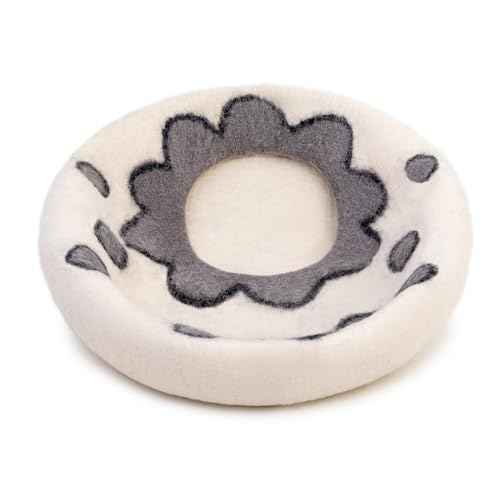 Premium Felt Cat Cave Bed (White Flower)