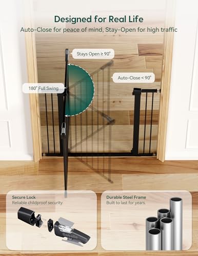 29 55" Extra Wide Baby Gate (Black / 36" Tall, 29-55" Wide)