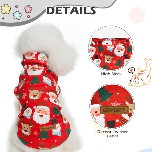 Christmas Cat Sweater Warm Fleece Pet Clothes for Cats Only (Christmas / Large)