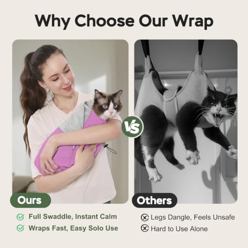 Cat Wrap for Cutting Nails (S(5-10lbs) / Pinkish Purple)