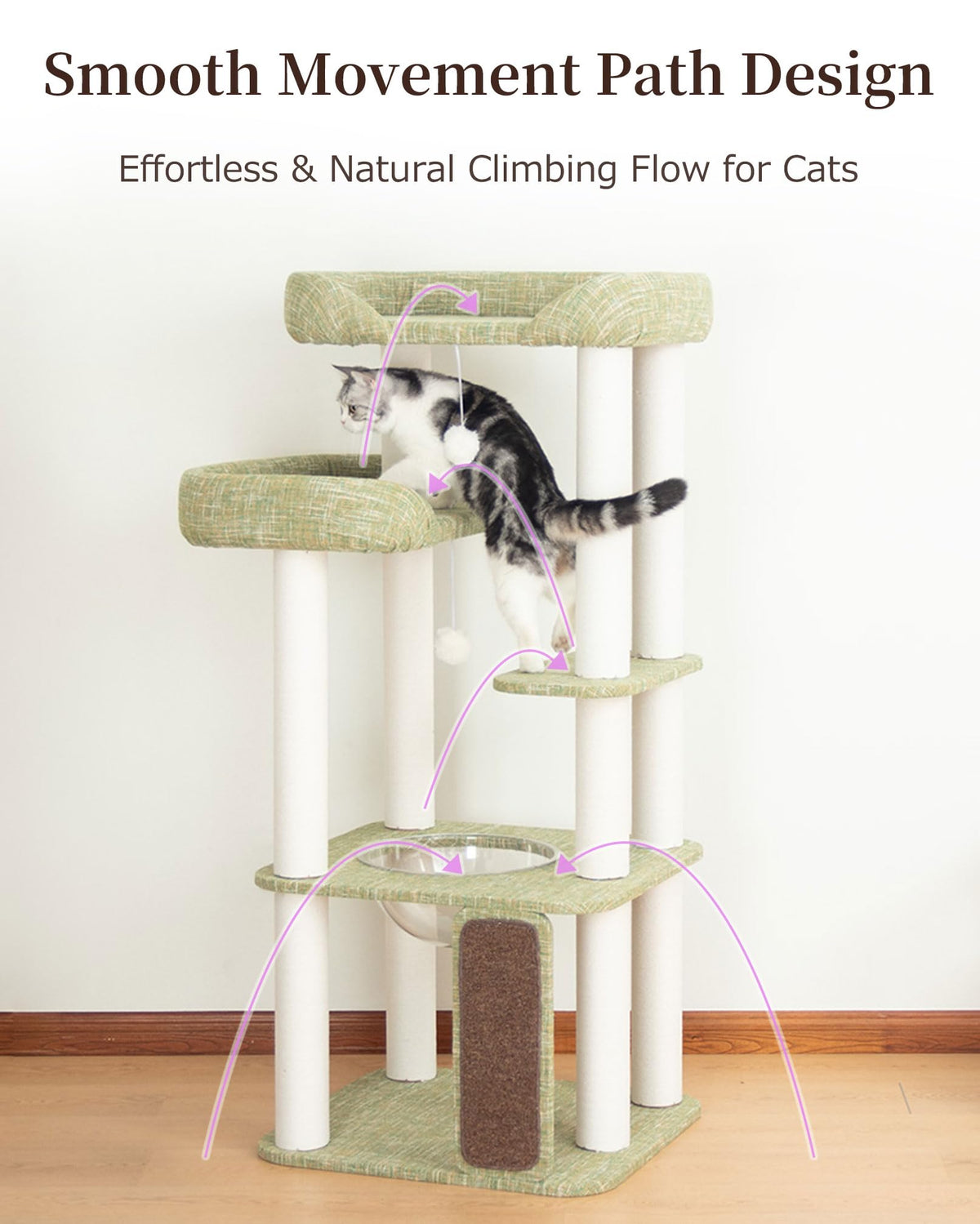 53" Cat Tree Tower for Large Cats (Green 53'')
